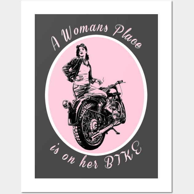 Woman Motorcyclist Design Wall Art by AtkissonDesign